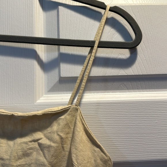 NWT! Zara Neutral Linen Draped Mini Dress S - Picture 6 of 11